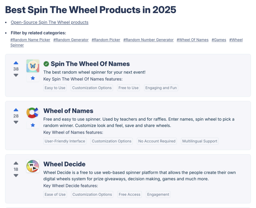 #1 within the "Spin The Wheel" category hero image